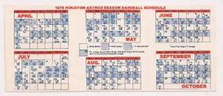 1978 Houston Astros Houston Chronicle Pocket Schedule  