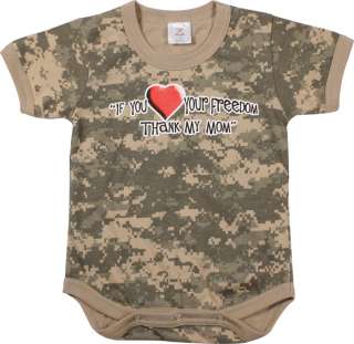 Military Army Thank My Mom ACU Digital Camo Baby Infant 1PC BodySuit 