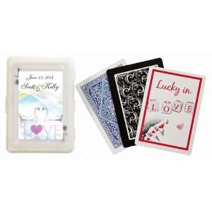 Baby Keepsake Kissing Swan Design Personalized Playing Card Favors 