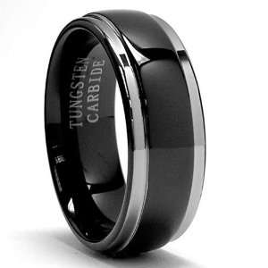  Two Tone Black Tungsten Ring Wedding Band Size 7: Jewelry