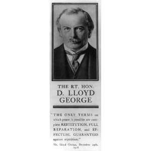  Rt Hon David Lloyd George,prime minister,Britian,quote 