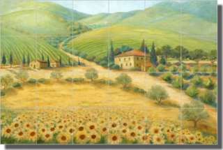 Tuscan Sunflowers Art Ceramic Tile Mural Backsplash  