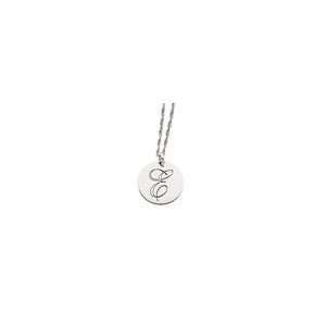   Initial Round Disk Pendant in Sterling Silver ss word charms: Jewelry
