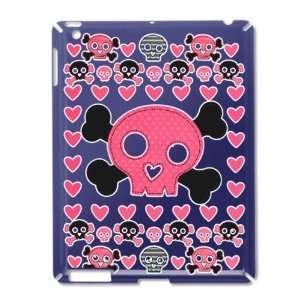  iPad 2 Case Royal Blue of Pink Hearts and Skulls 