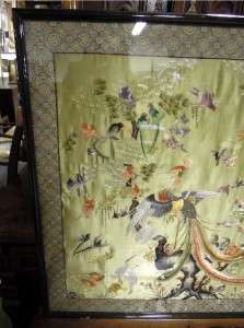 FRAMED SILK EMBROIDERED, ORIENTAL TAPESTRY PICTURE  
