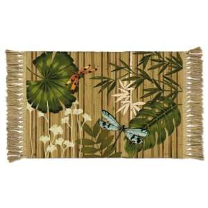  Bamboo Forest Dragonfly Tropical Leaves Mat Rug: Home 
