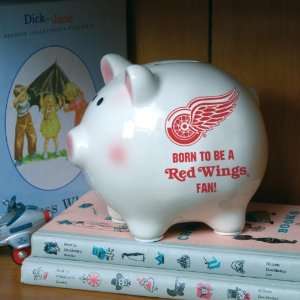  DETROIT RED WINGS Born To Be Personalized Team Logo PIGGY BANK 