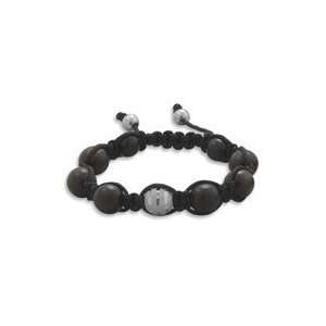  Prey/Pray Adjustable Macrame Bracelet with Wood Beads 