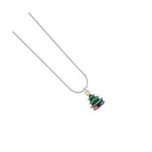  Enamel Christmas Tree Snake Chain Charm Necklace: Arts 