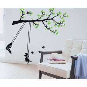  Tree with Kids Swing Wall Sticker Decal for Baby Nursery 