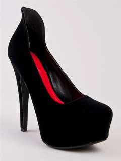 NEW QUPID Women Platform Stiletto High Heel Velvet Pump Shoe sz Black 
