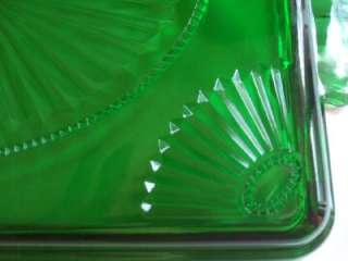 Vintage Vanity Tray Emerald Green Glass Platter Rectangular 11.5 x 8 