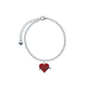  Red Heart with Rhythm Line Elegant Charm Bracelet [Jewelry 