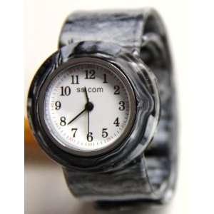  Silicone Slap On Watch   Black and White Marble   Small 