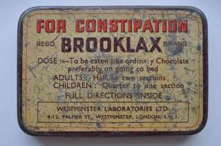UK BROOKLAX Chocolate Laxative for Constipation Tin Box  