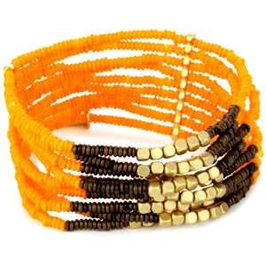 Kenneth Cole New York Urban Shell Orange Seed Beads Stretch Bracelet