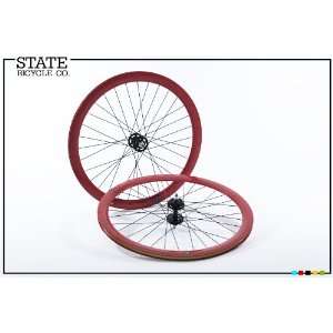  State Bicycle Co.   Red Track Wheelset (Unmachined) 700c 