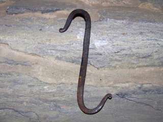 Old Antique Trammel Hearth hanging Hook Country Wrought Iron rustic 