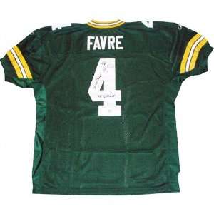 Brett Favre Green Bay Packers Autographed Green Jersey with 95, 96, 97 