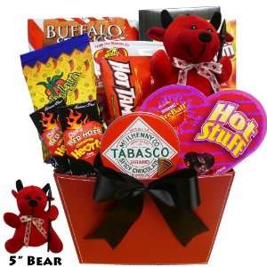   Hot & Sweet Snack Valentines Gift Basket with Teddy Bear Everything