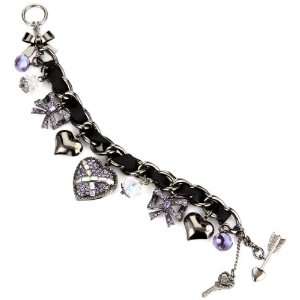  Betsey Johnson Iconic Violet Multi Charm Toggle Bracelet 