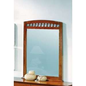 Mirror with Arched Design Top in Distressed Oak Finish  