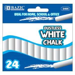  BAZIC Dustless White Chalk (24/Box), Case Pack 72 Office 