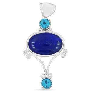   Silver Natural Lapis Lazuli Blue Topaz Pendant Jewelry: Jewelry