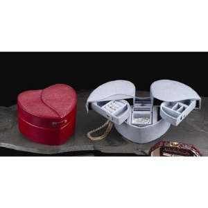  Bey Berk BB544RED Heart Shaped Jewelry Case in Red Leather 