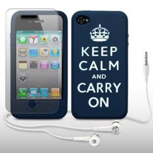  IPHONE 4 & 4S KEEP CALM AND CARRY ON LASERED SILICONE 