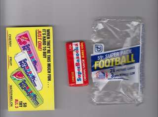 Super Bazooka 3 piece pack of gum from 1980 Topps Football with card 