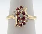Estate Genuine Diamonds Ruby Solid 14k Yellow Gold Ring