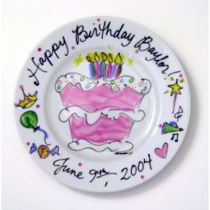    Hand Painted Plate, Birthday Cake Girl: Health & Personal Care