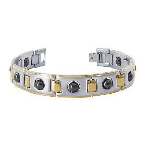   Two Tone 13mm wide Link Bracelet 8 with Fold Over Clasp Jewelry
