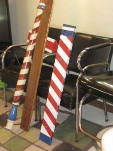   ORIGINAL WOOD BARBER POLE off one of oldest barbershops in NJ  