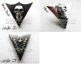   Antiqued Collar Clip Punk Metallic Blouse Shirt Metal Wing Tips UK CC1