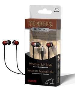 Maxell Timbers Real Mahogany Wood Earbuds Earpiece  Provides Rich 