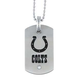    Stainless Steel Cubic Zirconia Indianapolis Colts Dog Tag Jewelry