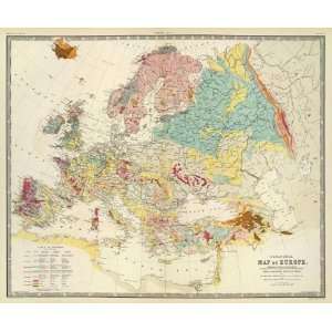  Geological map Europe, 1856 Arts, Crafts & Sewing