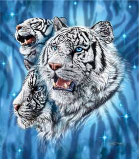 White Tigers Mink Blanket Queen Size Signature Collection  