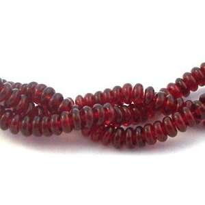   4mm Rondelle Czech Glass Beads   100pc Garnet Arts, Crafts & Sewing