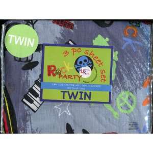  Rock Party ** Twin Sheet Set ** 200 Threed Count Cotton 