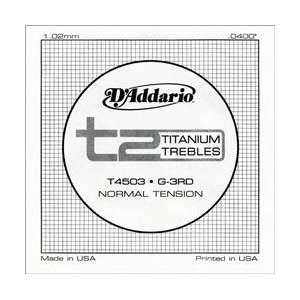 Addario T2 Titanium Treble Classical Guitar Single String, Normal 
