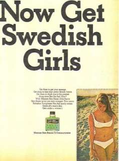 1960S *NOW GET SWEDISH GIRLS* MENNEN SKIN BRACER AD  