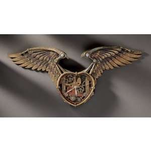   Steampunk Winged Sculpture Wall Timepiece Clock