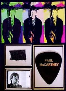 Beatles Paul McCartney Used Clothing Swatch Display with Stand  