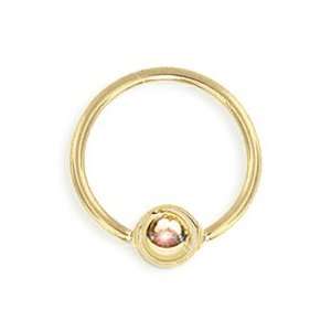 18 Gauge 1/4  Solid 14K Yellow Gold Captive Bead Ring   3mm Ball