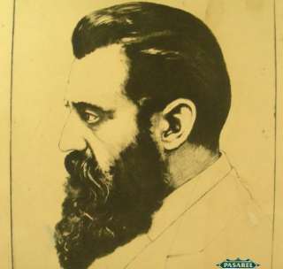 Saul Raskin Dr. Theodor Herzl Portrait Etching Signed  