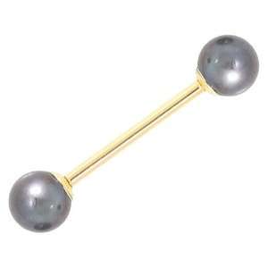 20 Gauge 1/2   Peacock Pearl 14kt Yellow Gold Straight Barbell   3mm 