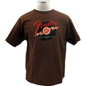  Fender® Lightning Bolt Logo T Shirt, Chocolate, L 